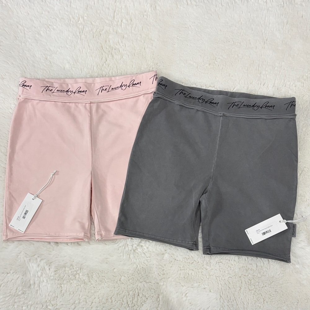 The Laundry Room Runyon Biker Pink and Gray Shorts,(2-Pack)